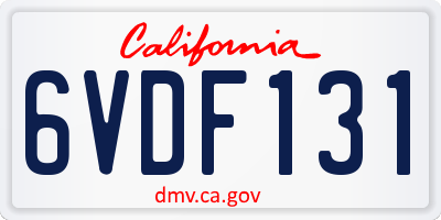 CA license plate 6VDF131