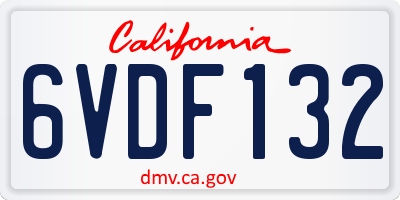 CA license plate 6VDF132