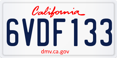 CA license plate 6VDF133