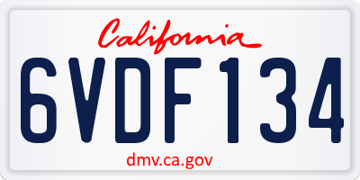 CA license plate 6VDF134