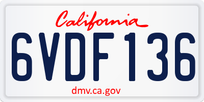 CA license plate 6VDF136