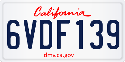 CA license plate 6VDF139