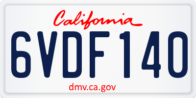 CA license plate 6VDF140