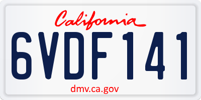 CA license plate 6VDF141