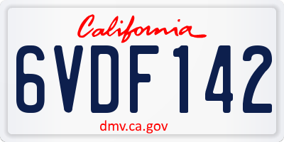 CA license plate 6VDF142