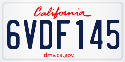 CA license plate 6VDF145
