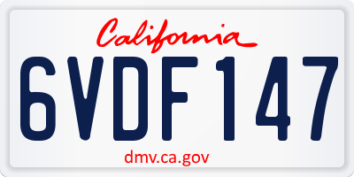 CA license plate 6VDF147