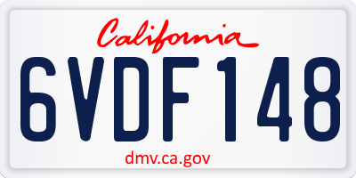 CA license plate 6VDF148
