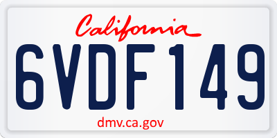 CA license plate 6VDF149