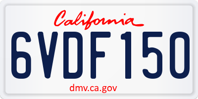 CA license plate 6VDF150