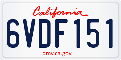 CA license plate 6VDF151