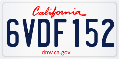 CA license plate 6VDF152