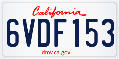 CA license plate 6VDF153
