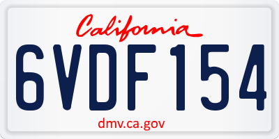 CA license plate 6VDF154