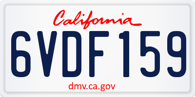 CA license plate 6VDF159
