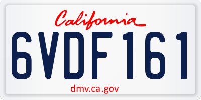 CA license plate 6VDF161