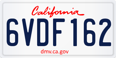 CA license plate 6VDF162