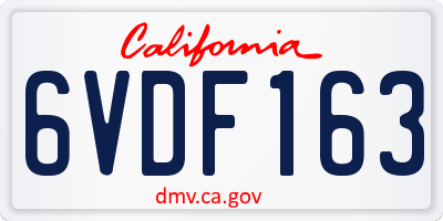 CA license plate 6VDF163