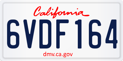 CA license plate 6VDF164