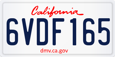 CA license plate 6VDF165