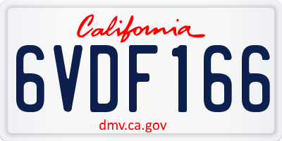 CA license plate 6VDF166