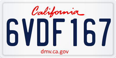 CA license plate 6VDF167