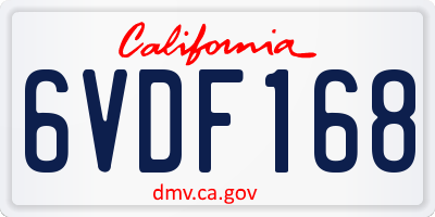 CA license plate 6VDF168