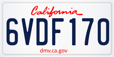 CA license plate 6VDF170