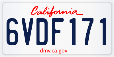 CA license plate 6VDF171