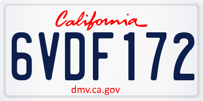 CA license plate 6VDF172