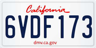 CA license plate 6VDF173