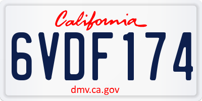 CA license plate 6VDF174