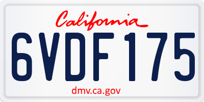 CA license plate 6VDF175