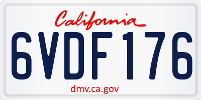 CA license plate 6VDF176