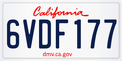 CA license plate 6VDF177