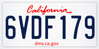 CA license plate 6VDF179
