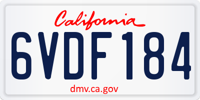 CA license plate 6VDF184