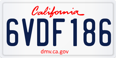 CA license plate 6VDF186