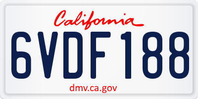 CA license plate 6VDF188