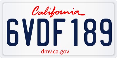 CA license plate 6VDF189