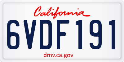 CA license plate 6VDF191
