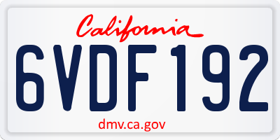 CA license plate 6VDF192