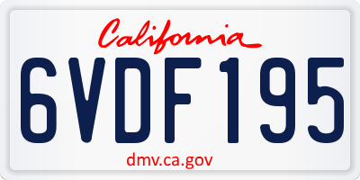 CA license plate 6VDF195