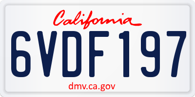 CA license plate 6VDF197
