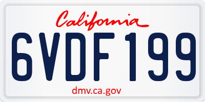 CA license plate 6VDF199