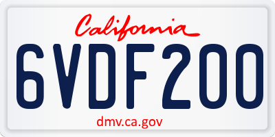 CA license plate 6VDF200