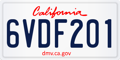 CA license plate 6VDF201