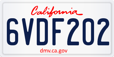 CA license plate 6VDF202