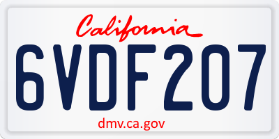 CA license plate 6VDF207