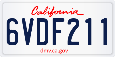 CA license plate 6VDF211